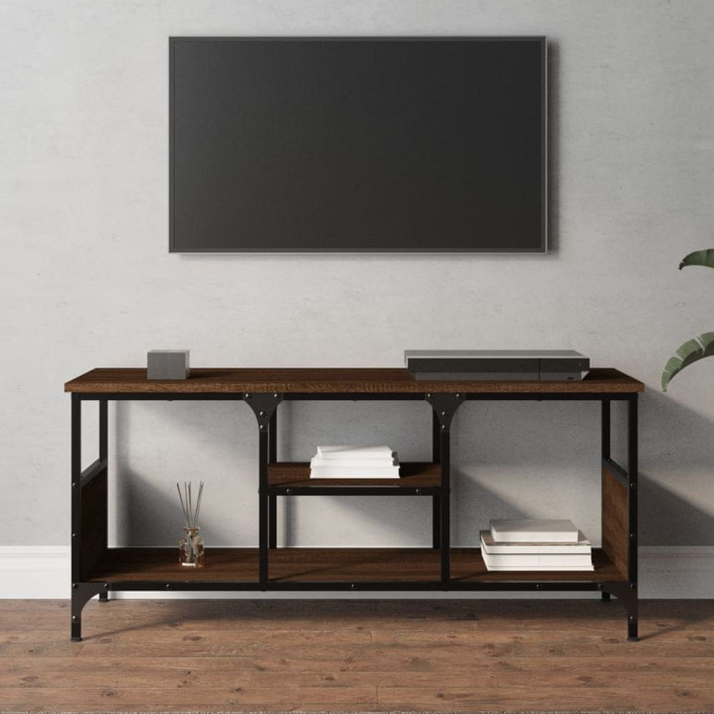 Vidaxl TV skrinka hnedý dub 100x35x45 cm kompozitné drevo a železo